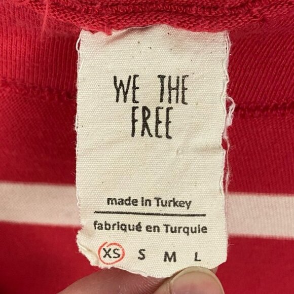 Free People Upstate Red Striped Long‎ Sleeve Top Oversized Boho Size XS Bohemian - Picture 3 of 16